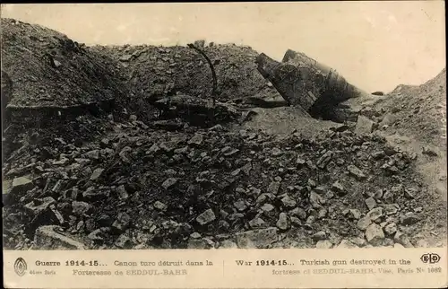 Ak Canakkale Chanak Dardanellen, Canon turc, Forteresse de Seddul-Bahr, Festung, Kanone, 1. WK