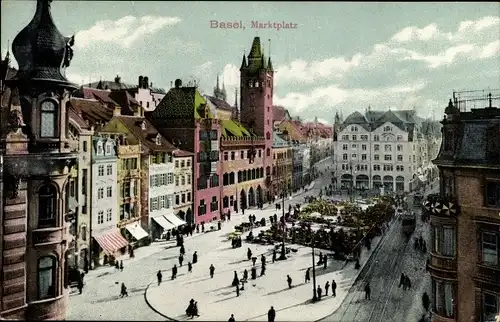 Ak Bâle Basel Stadt Schweiz, Marktplatz