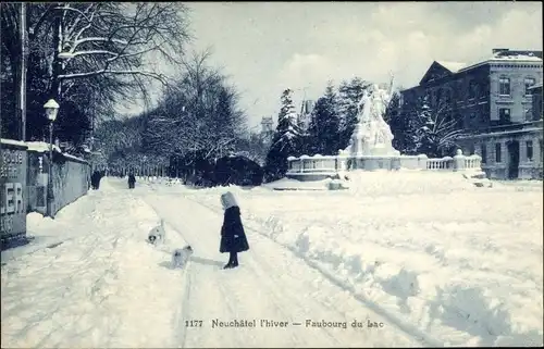 Ak Neuchâtel Neuenburg Stadt, Faubourg du Lac, Winter