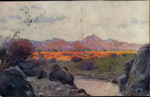 Künstler Ak Müller, Peter Paul, Namibia, Landschaft aus Deutsch Südwestafrika, Kolonialkriegerdank