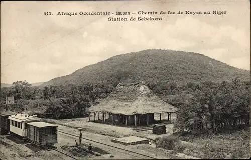 Ak Soudan Francais Mali, Chemin de fer de Kayes au Niger, Station de Sebekoro, Bahnhof, Zug