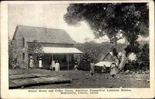 Ak Muhlenberg Liberia, School House, Coffee Trays, American Evangelical Lutheran Mission