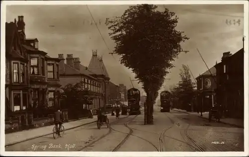 Ak Kingston upon Hull Yorkshire England, Spring Bank, Straßenpartie