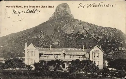 Ak Cape Town Kapstadt Südafrika, Queens Hotel, Sea Point and Lions Head