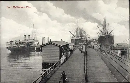 Ak Melbourne Australien, Hafenpartie, Pier