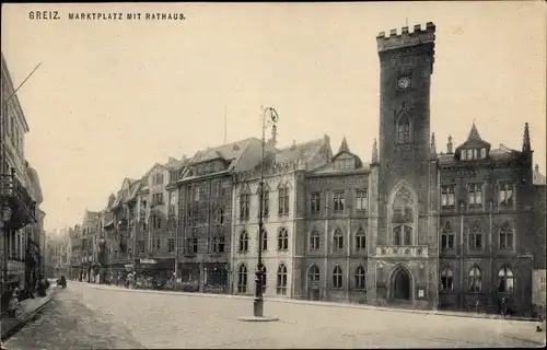 Ak Greiz im Vogtland, Rathaus, Marktplatz