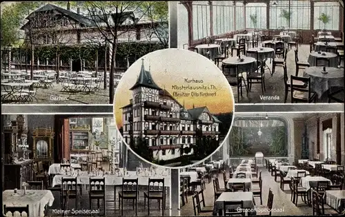 Ak Bad Klosterlausnitz in Thüringen, Kurhaus, Garten, Veranda, Speisesäle