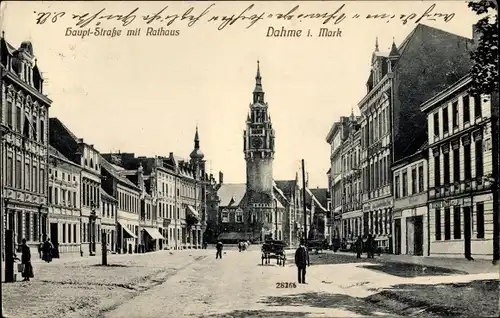 Ak Dahme in der Mark, Hauptstraße mit Rathaus