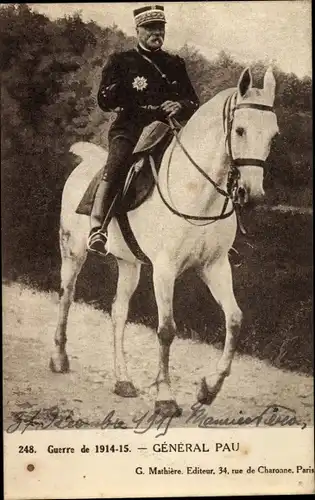 Ak General Pau zu Pferde, Heerführer
