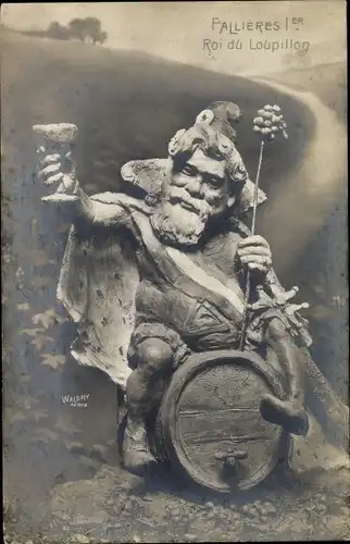 Ak Armand Fallières, Präsident von Frankreich, Karikatur, Kelch, Fass