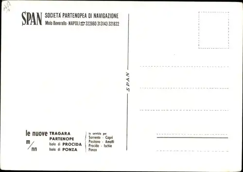 Ak Ausflugsdampfer der SPAN Societa Partenopea di Navigazione Napoli