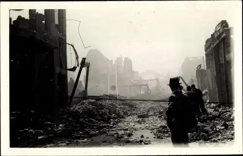 Foto Ak Hoogstad Südholland, Zerstörungen, Trümmer