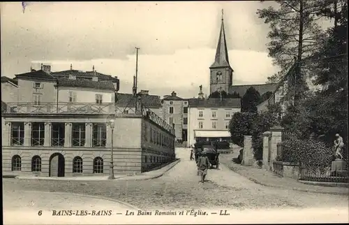 Ak Bains les Bains Vosges, Les Bains Romains et l'Èglise