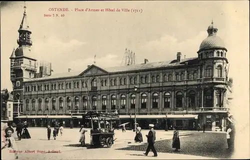 Ak Oostende Ostende Westflandern, Place d'Armes ez Hôtel de Ville