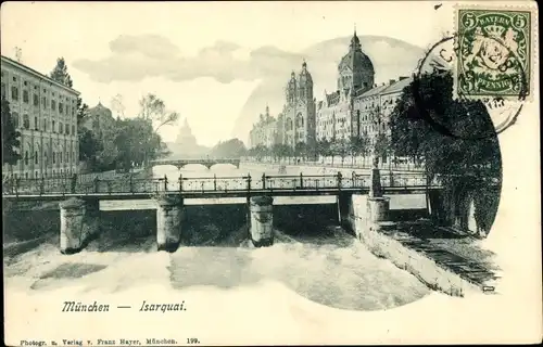 Ak München Bayern, Isarquai, Stadtbild