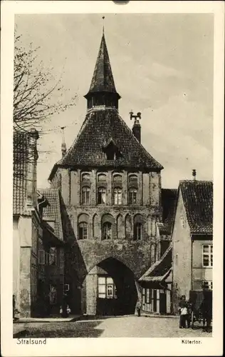 Ak Stralsund in Vorpommern, Blick auf das Kütertor, Kutsche