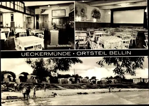 Ak Bellin Ueckermünde, Strand, Gaststätte Deutsches Haus, Innenansicht, Kino-Café