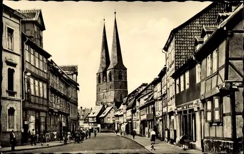 Ak Quedlinburg im Harz, Pölkenstraße mit Blick auf St Nikolai