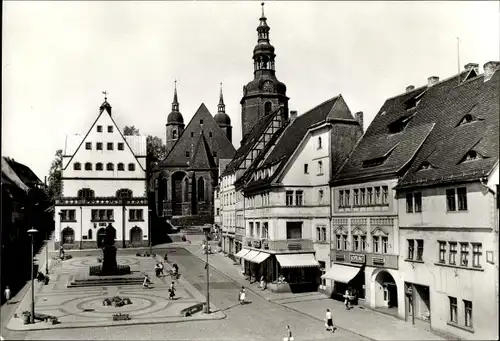 Ak Lutherstadt Eisleben, Markt mit Rathaus und St. Andreaskirche