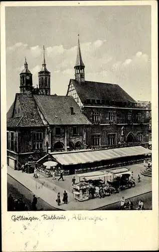 Ak Göttingen in Niedersachsen, Rathaus, Marktleben
