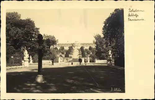 Ak Potsdam, Schloss Sanssouci aus dem Park