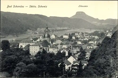 Ak Bad Schandau an der Elbe, Totalansicht der Stadt, Lilienstein