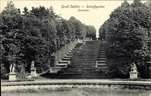Ak Großsedlitz Heidenau Sachsen, Schlossgarten, Kaskaden