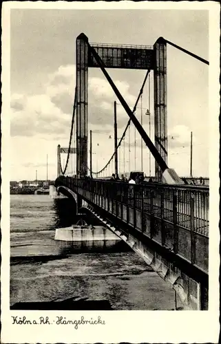 Ak Köln am Rhein, Hängebrücke, Fluss