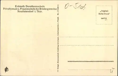 Ak Neudietendorf in Thüringen, Erdmuth Dorotheenschule der Brüdergemeine, Innenansicht