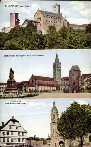 Ak Lutherstadt Eisenach in Thüringen, Wartburg, Carlsplatz, Blick auf den Marktplatz