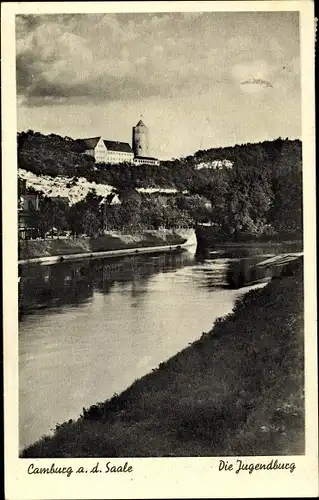 Ak Camburg an der Saale Thüringen, Blick auf die Jugendburg, Fluss