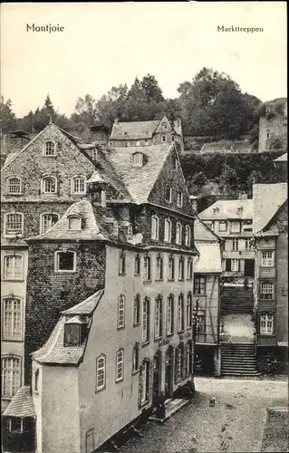 Ak Monschau Montjoie in der Eifel, Partie an den Markttreppen