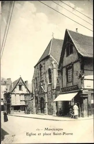 Ak Montluçon Allier, Église et place Saint Pierre