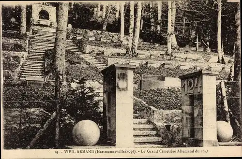 Ak Hartmannswiller Hartmannsweiler Elsass Haut Rhin, Le Grand Cimetiere Allemand, Friedhof