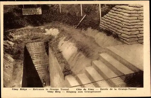 Ak Vimy Pas de Calais, Cote de Vimy, Entree de la Grange-Tunnel, Festung, Bunker, 1. Weltkrieg