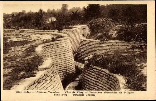 Ak Vimy Pas de Calais, Tranchees allemandes de 2e ligne, Deutsche Schützengräben, Befestigung