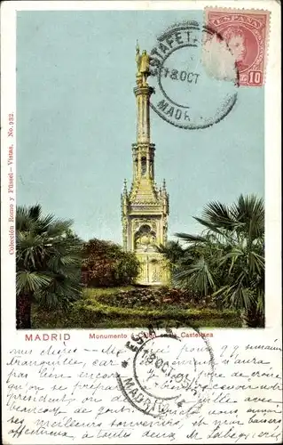 Ak Madrid Spanien, Monumento a Colon en la Castellana, Denkmal