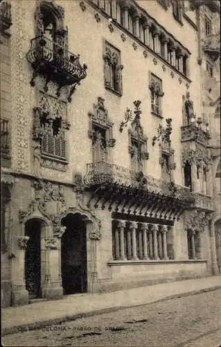 Ak Barcelona Katalonien Spanien, Paseo de Gracia, Außenansicht Gebäude, Prachtbau