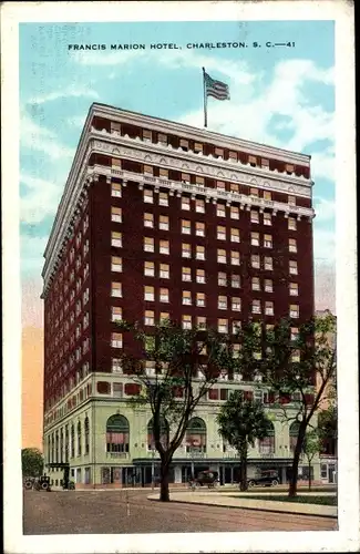 Ak Charleston South Carolina USA, Francis Marion Hotel, Außenansicht Hochhaus