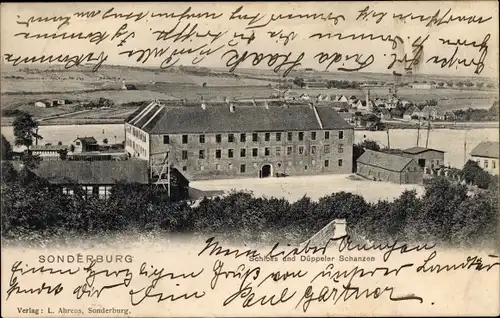 Ak Sønderborg Sonderburg Dänemark, Schloss und Düppeler Schanzen