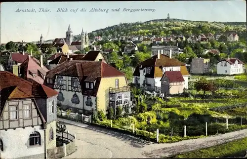 Ak Arnstadt in Thüringen, Blick auf die Alteburg und Berggartenweg