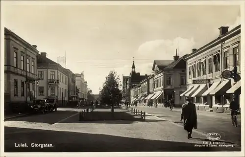 Ak Lulea Schweden, Storgatan, Straßenpartie im Ort