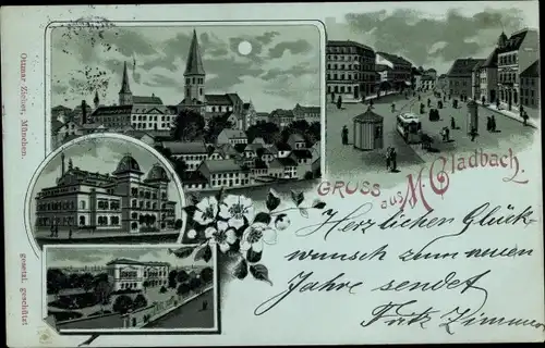 Mondschein Litho Mönchengladbach in Nordrhein Westfalen, Stadtansichten