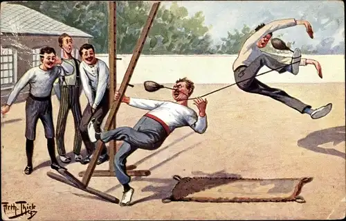 Künstler Ak Thiele, Arthur, Sportler beim Weitsprung