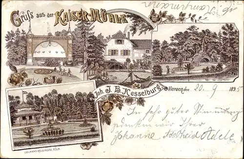 Vorläufer Litho Viersen in Nordrhein Westfalen, Etablissement Kaiser Mühle, Wassermühle, 1895