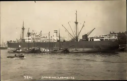 Foto Ak Hamburger Hafen, Frachtschiff Spreewald