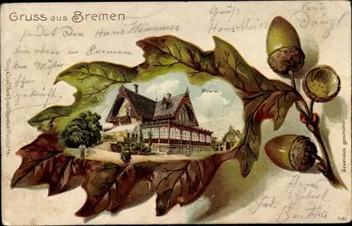 Präge Eichenblatt Litho Hansestadt Bremen, Meierei