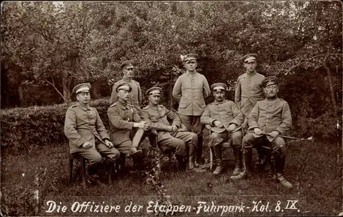 Foto Ak Deutsche Soldaten in Uniform, Offiziere der Etappen Fuhrpark Kol. 8 IX