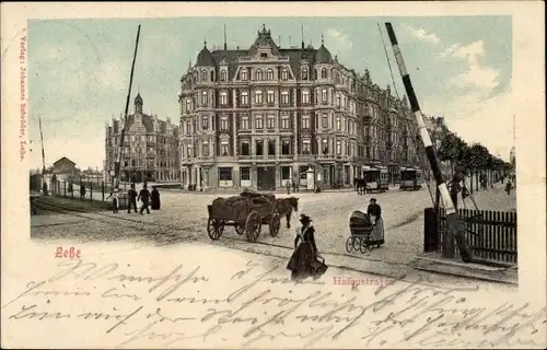 Ak Lehe Bremerhaven, Hafenstraße, Bahnübergang