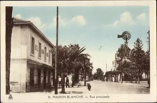 Ak Maison Blanche Algerien, Rue principale